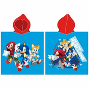 Otroški pončo Ježek Sonic in prijatelji, 55 x 110 cm