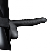 Ouch! Ribbed Hollow Strap-on with Balls 8 21cm Black