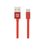 Swissten podatkovni kabel tekstilni USB / micro USB 0.2 M crveni