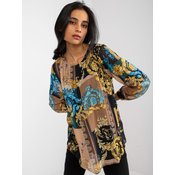 Loose black-beige blouse with Amaya prints