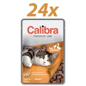 Calibra Premium Adult, mokra hrana za mačke, raca in piščanec, 24x100 g