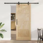 vidaXL Drsna vrata Naravna in črna 86 x 211 cm Trdna borovina