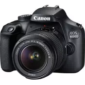 Canon EOS 4000D 18-55 DC III 75-300 KIT Black DSLR digitalni fotoaparat s dva objektiva EF-S 18-55mm f/3.5-5.6 i EF 75-300mm f/4-5.6 III 3011C020AA 3011C020AA