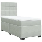 Vidaxl Box spring postelja z vzmetnico svetlo siva 100x200 cm žamet
