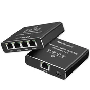 Qoltec Razdelilnik Ethernet mini SWITCH 1x4 RJ45, 1000Mb/s, USB-C, aluminijasto ohišje