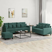 vidaXL vidaXL Sedežna garnitura 3-delna z blazinami temno zelen žamet, (20926038)