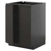 METOD Podni element s policama/2 vrata, Crnosiva/Upplöv boja antracita, mat, 60x60 cm
