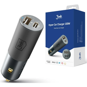 shumee Dodatki - 3mk Hyper avtomobilski polnilnik 100W PD QC PPS USB 1A1C srebrn/siv
