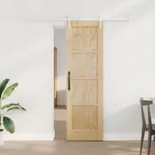 vidaXL Drsna vrata ORKDAL Naravna in bela 61 x 198,5 cm Trdna borovina