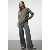 Trendyol Anthracite Glitter Knitwear Sweater Trousers Bottom-Top Set