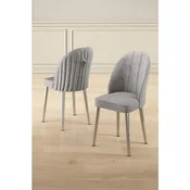 Hanah Home set trpezarijskih stolica Mara 8 kom, siva tkanina Babyface, hromirane metalne noge