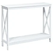 Northix Ozka konzolna miza v obliki črke X, 2 nivoja, 100 x 30 x 80 cm, bela