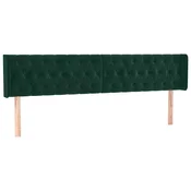 Vidaxl Vzglavje z ušesi temno zeleno 203x16x78/88 cm žamet