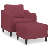 Vidaxl Fotelj s stolčkom za noge vinsko rdeč 60 cm blago