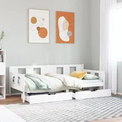 shumee vidaXL Dnevna postelja s predali bela 90x200 cm borov les