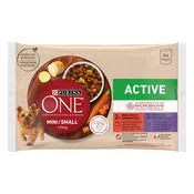 Purina ONE MINI Active mokra pasja hrana z govedino in raco 4 x 85 g