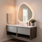 Skye Decor Set kupatilskog ormarica sa umivaonikom i ogledalom, 2 dela, Braon