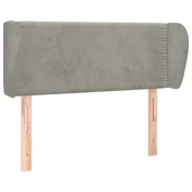 Vidaxl Vzglavje z ušesi svetlo sivo 93x23x78/88 cm žamet