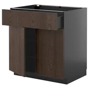 METOD / KNIVSHULT Podni element s fiokom/2 vrata, Crnosiva/Sinarp smeda, 80x60 cm