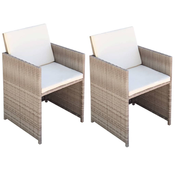 vidaXL Jedilni stol 2 kosa sive in bež barve 52x56x85 cm poli ratan
