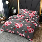 Posteljina od mikrovlakana PINK HEARTS siva