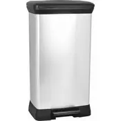 Deco trash bin provided with pedal, 50 L, Metallic gray - Curver