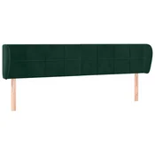 Vidaxl Vzglavje z ušesi temno zeleno 203x23x78/88 cm žamet
