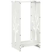 Vidaxl Stojalo za drva belo 40x30x80 cm hladno valjano jeklo