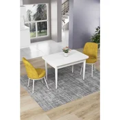 Hanah Home trpezarijski set Nil, sto i 2 stolice, bela ploca, senf žuta tkanina Babyface