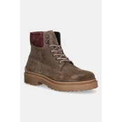 Visoki usnjeni čevlji Tommy Jeans TJM LACE UP BOOT SUEDE