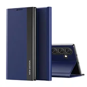 HURTEL Ohišje za Samsung Galaxy S25 Edge s pokrovčkom in stojalom Sleep Case Pro – modro