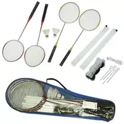 Set za badminton 4 reketa + 2 loptice + mreža sa nosačima