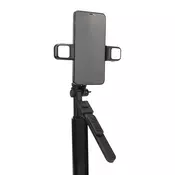 Selfie stick Techsuit K30S s kompaktnim stojalom, Bluetooth daljincem in dvojno LED lučko, zložljiv, 167cm - črn