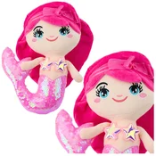 Plišasta igrača sirena s šljokastim repom 28cm - roza