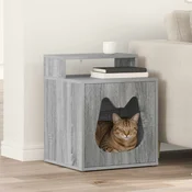 vidaXL Mačja hiša Siva Sonoma 42.5 x 40 x 52.5 cm Konstruiran les