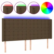 Vidaxl LED posteljno vzglavje temno rjavo 183x16x118/128 cm blago