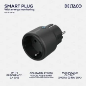 DELTACO SMART HOME Mini Utičnica s LED Indikatorom i WiFi Kontrolom