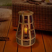 Näve LED solarna dekorativna svetlobna košara, 34 cm, črna/narava - črna, svetel les - Bambus
