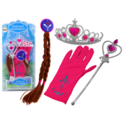 Komplet dodataka za malu princezu - štapic, rukavica, kruna, pletenice roza