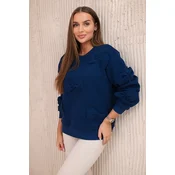 Insulated cotton sweatshirt with decorative bows dark blue