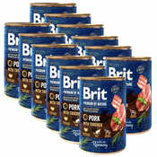 Konzervirana hrana Brit premium by Nature Pork & Trachea 12x400 g
