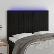 Vidaxl vidaXL Vzglavje postelje z LED diodo črno 144x5x118/128 cm žamet