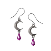 Uhani ALCHEMY GOTHIC - ears Of The Moon- Amethyst Tear - E477A