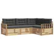 Set vanjskih sofa s jastukom 5 pcs Bijela i antracit Poliester