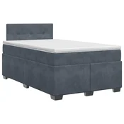 vidaXL Postelja boxspring z vzmetnico Temno siva 120 x 200 cm Žamet