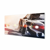 tulup.si Slika na akrilnem steklu Črn avto luč 120x60 cm 4 obešalnika