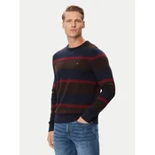 TOMMY HILFIGER Pulover mornarska / konjak / rdeča