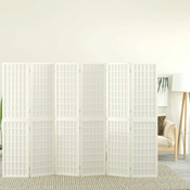 Greatstore Zložljiv 6-delni paravan japonski stil 240x170 cm bele barve