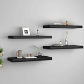 Plutajuce zidne police 4 kom crne 60 x 23,5 x 3,8 cm MDF
