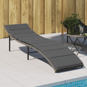 Ležaljka za suncanje s jastukom siva 55 x 199 x 50 cm poliratan